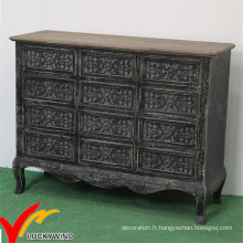 Commode Handmade Black Home Cabinet Vintage French Living Room Furniture